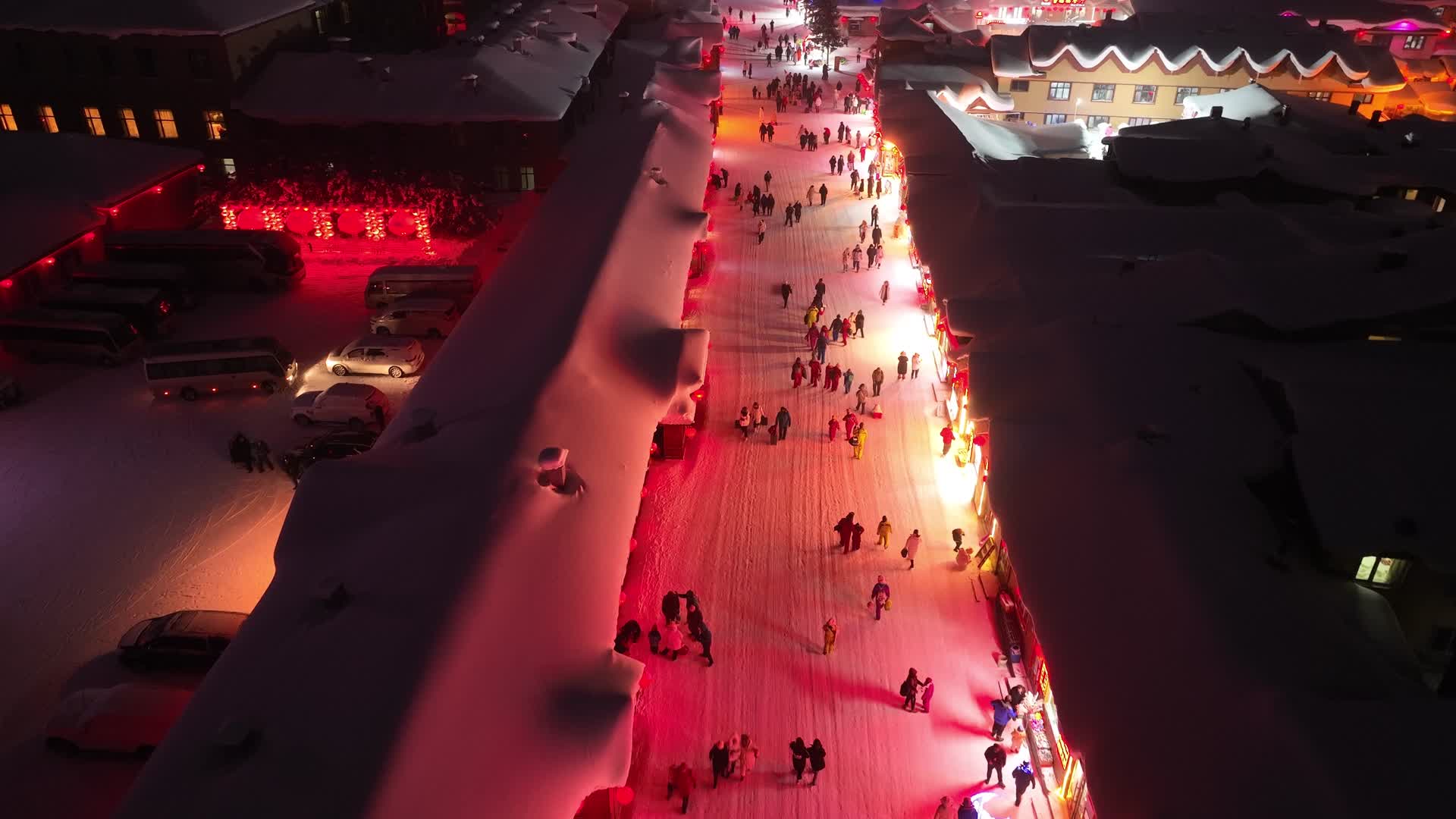 雪乡雪韵大街夜景视频的预览图