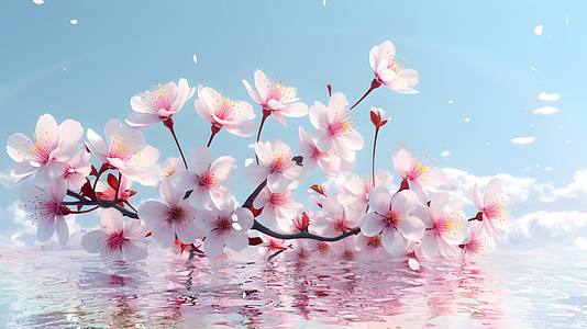 樱花唯美风景蓝天花树枝4K视频视频的预览图