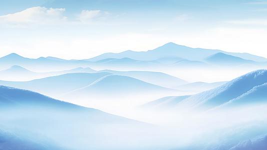 水墨画山脉淡蓝色视频山河视频的预览图