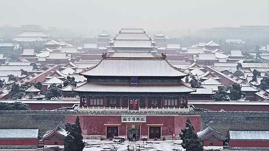 实拍故宫博物馆下雪雪景视频的预览图