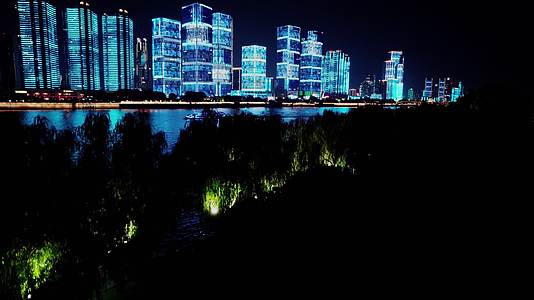 4k航拍湖南长沙开福区CBD夜景视频的预览图