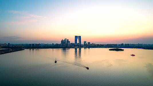 苏州城市风光金鸡湖延时摄影视频的预览图