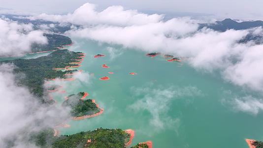 白盆珠水库惠州风光云雾仙境视频的预览图