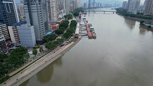 航拍福州闽江游台江码头视频的预览图