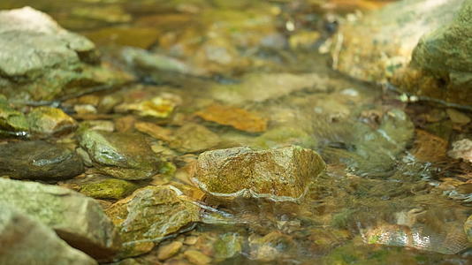 山泉水矿泉水清澈潺潺小溪流喷泉瀑布温泉视频的预览图