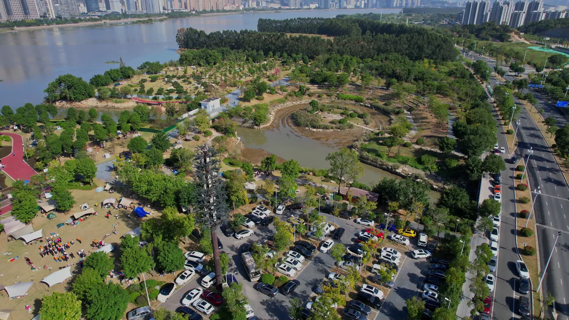 航拍福州三江口生态公园视频的预览图