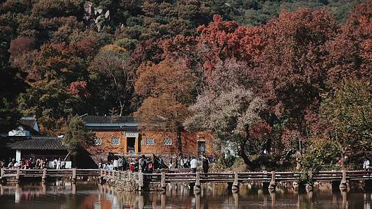 苏州天平山景区秋天枫叶寺庙视频的预览图
