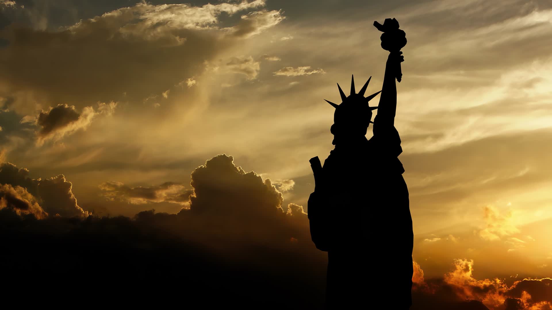自由女神与夕阳视频的预览图