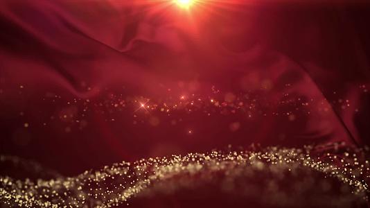 红色背景金沙粒子循环视频的预览图