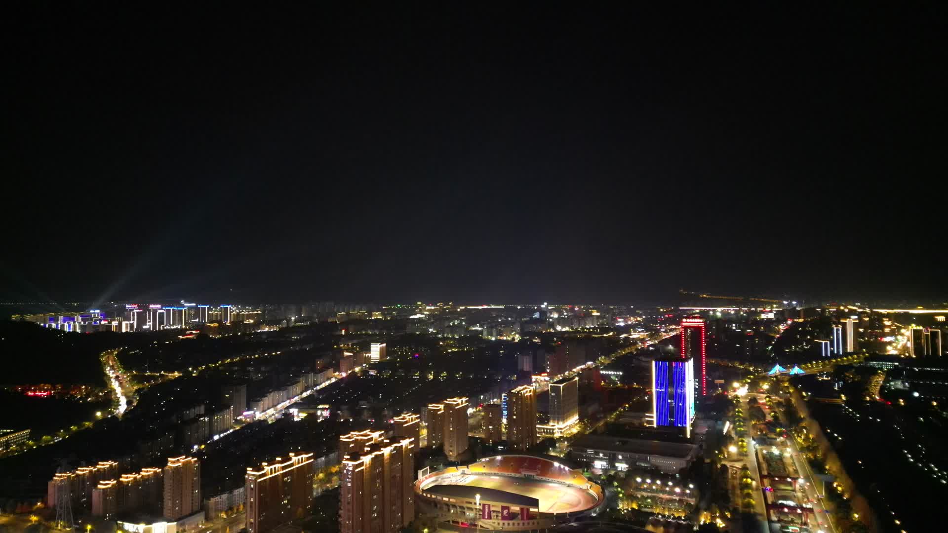 1018德清武康城市夜景灯火通明视频的预览图