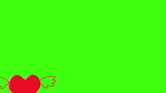 红心飞翔爱情爱心红色心元素红心飘逸浪漫婚庆喜庆节日绿色背景视频的预览图