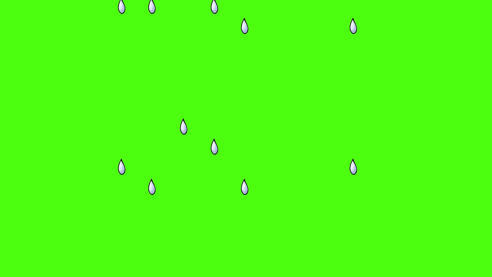 下雨雨天水滴汗珠流泪一滴水卡通动画绿幕背景视频的预览图