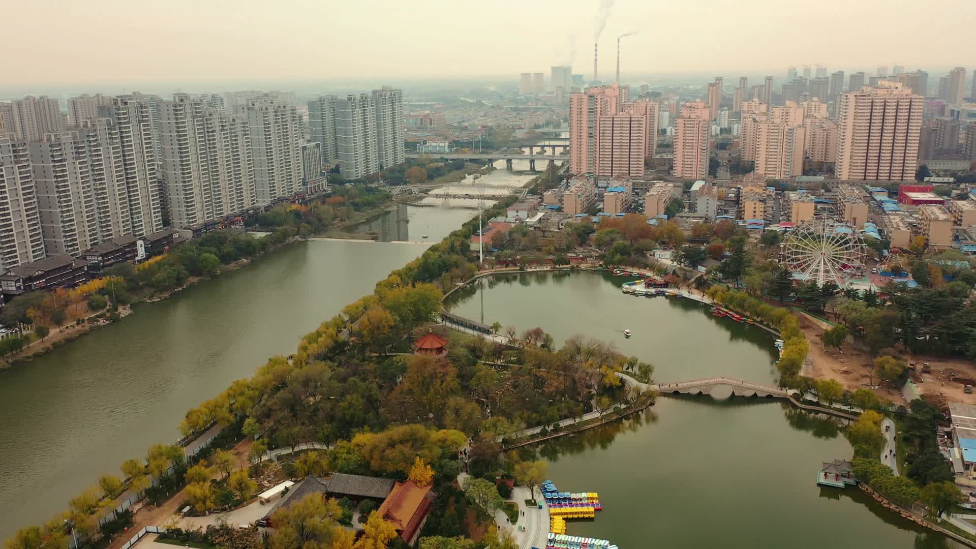 城市公园冬景视频的预览图