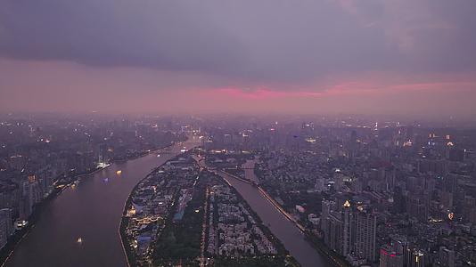 航拍傍晚广州珠江两岸视频的预览图