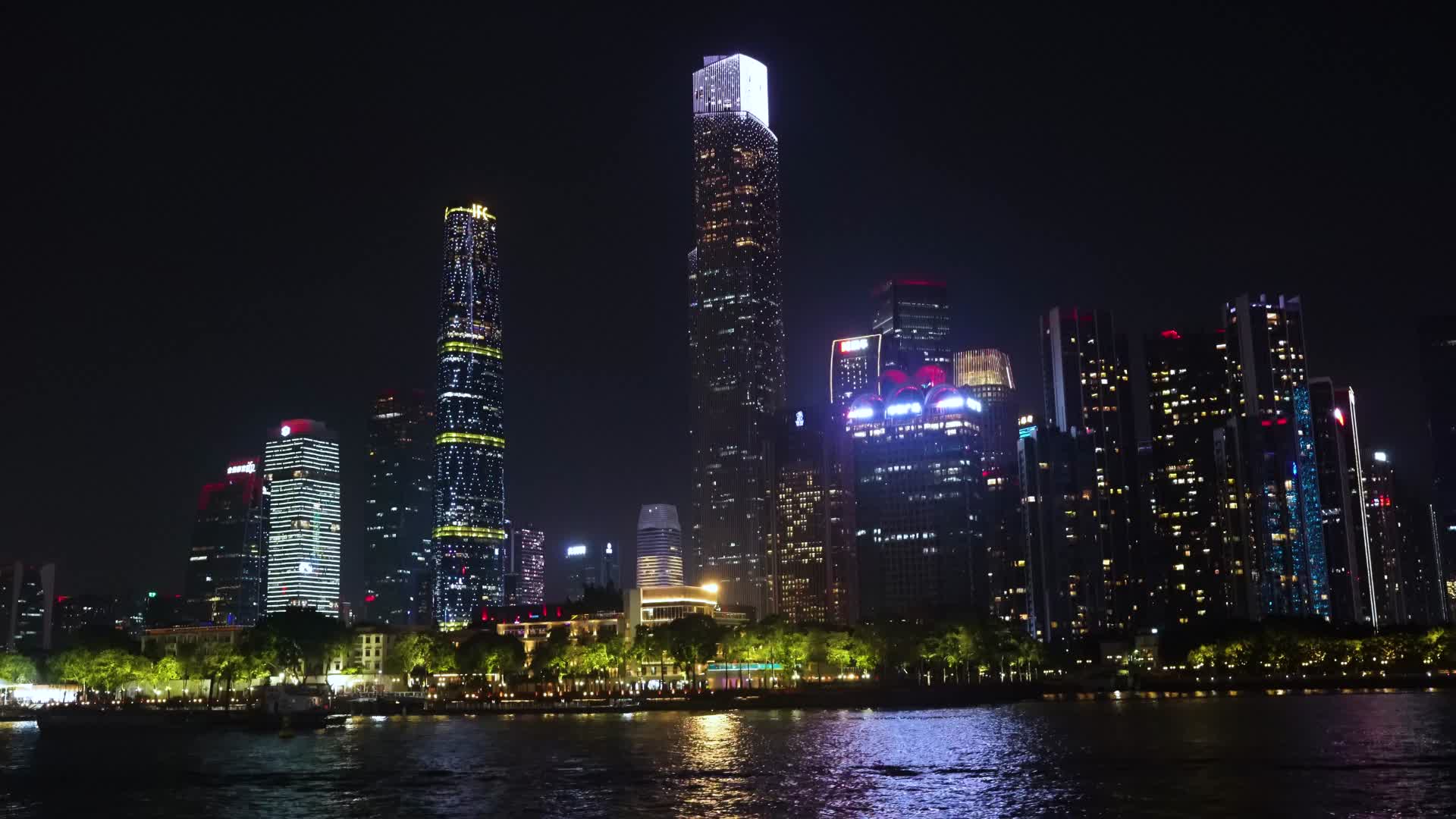 广州塔小蛮腰电视台珠海游轮轮船夜景夜景4K视频的预览图