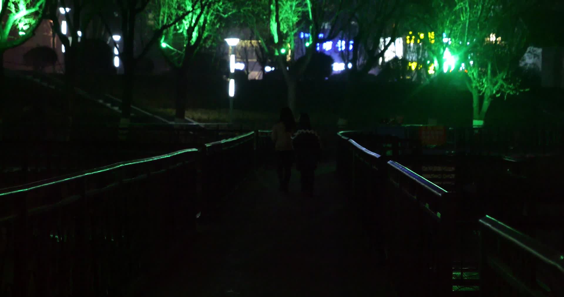 夜间行走的人晚上走路路边河边广场晚上走路行人夜色区域文化夜间视频的预览图