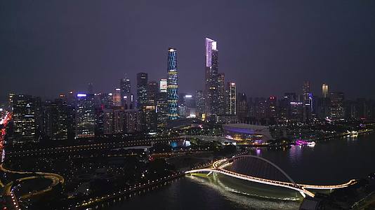 广州珠江新城城市夜景航拍4K60视频的预览图