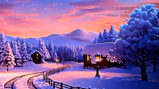 ai产生的冬天圣诞平安夜小屋景色视频的预览图
