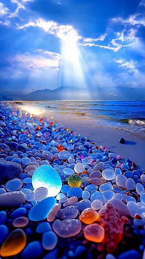 日出天空海滩宝石大自然景色视频的预览图