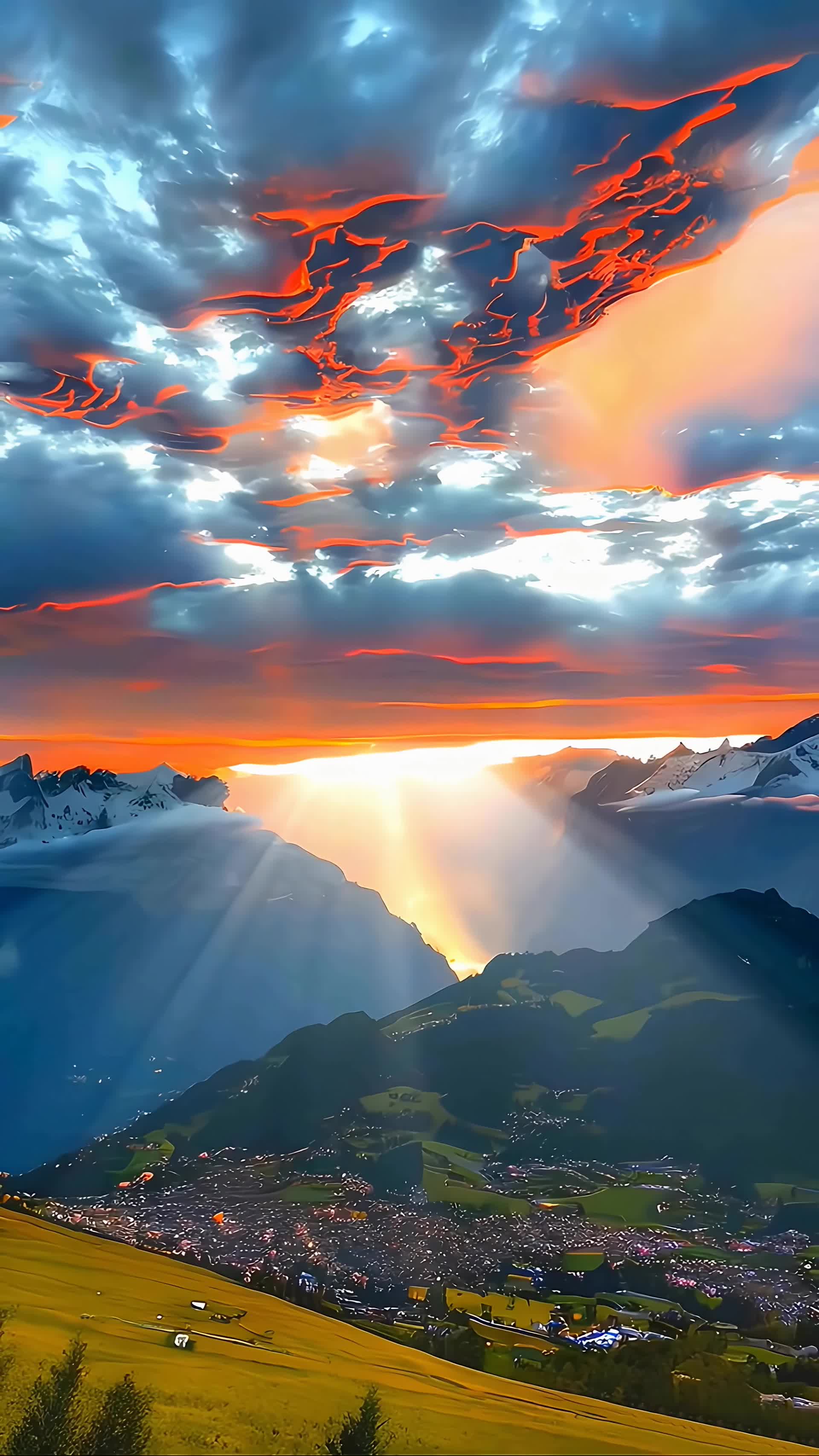 黄昏天空阳光高山大自然景色视频的预览图
