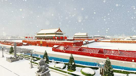 北京天安门冬天大雪纷飞视频视频的预览图