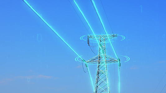 电力电能电网电能传输各种蓝色光线模版视频的预览图