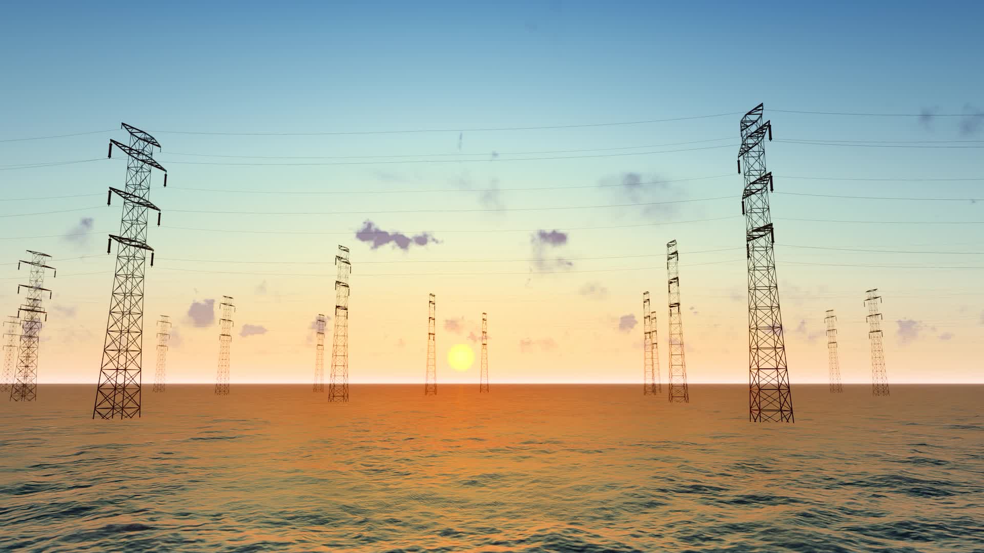 大海高压线输电铁塔视频视频的预览图