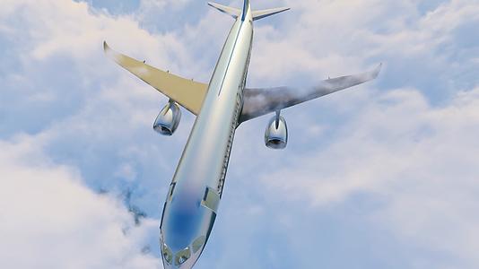 在云层上空急速飞行的民航客机视频的预览图