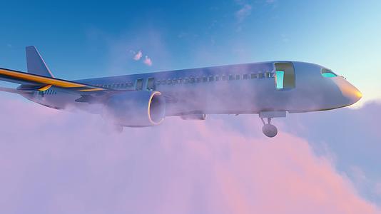 民航飞机飞越云层视频视频的预览图