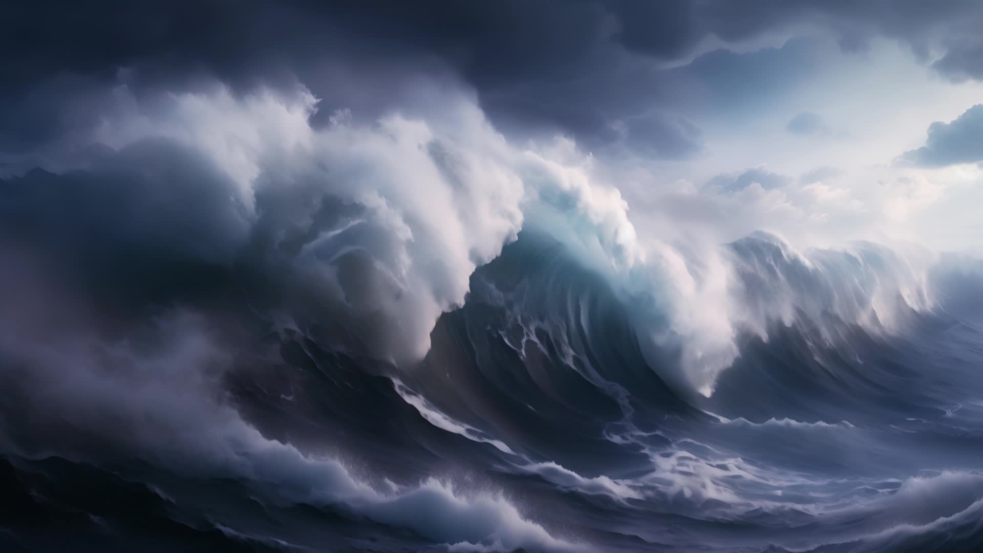 海洋巨浪海浪翻滚浪花波涛汹涌视频的预览图