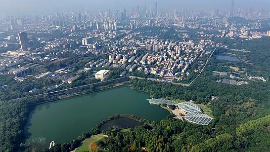 航拍南京玄武湖植物园视频的预览图