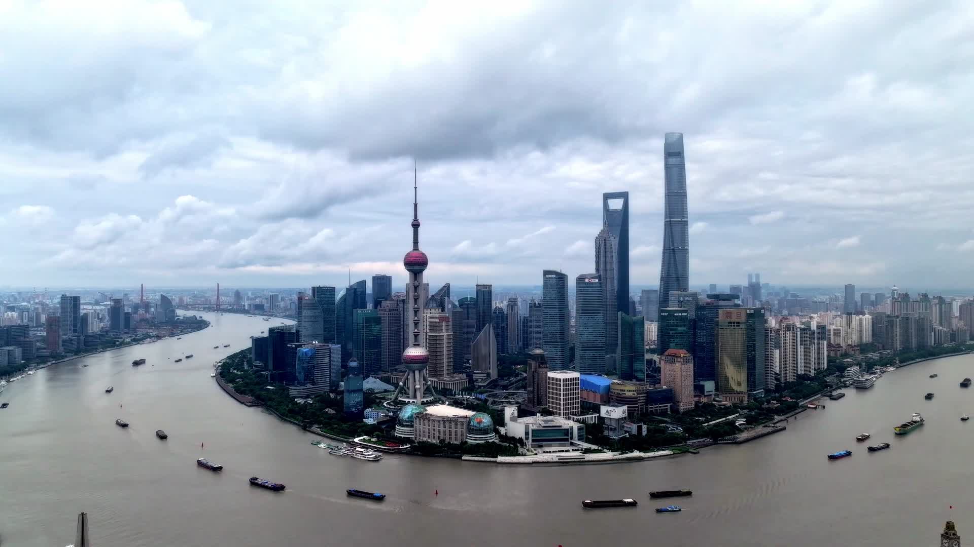 上海外滩延时摄影航拍视频的预览图