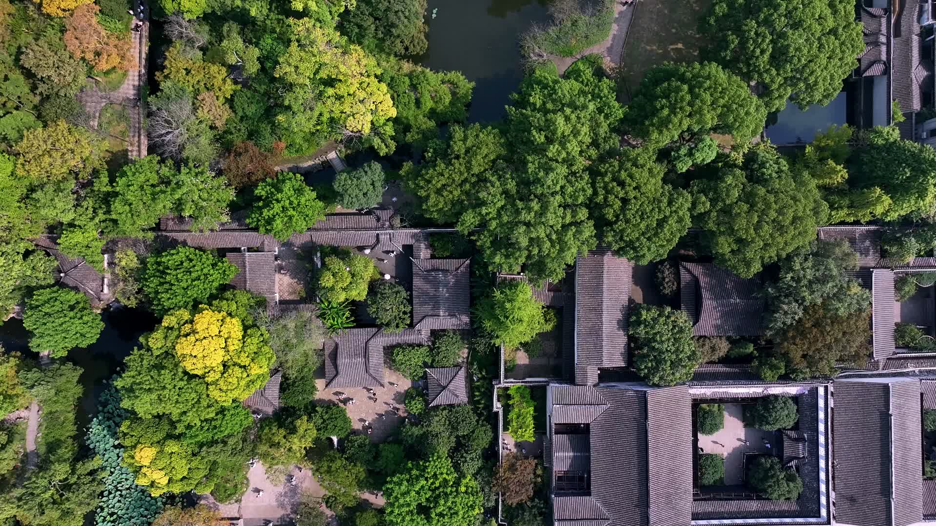 航拍秋日的苏州园林拙政园视频的预览图