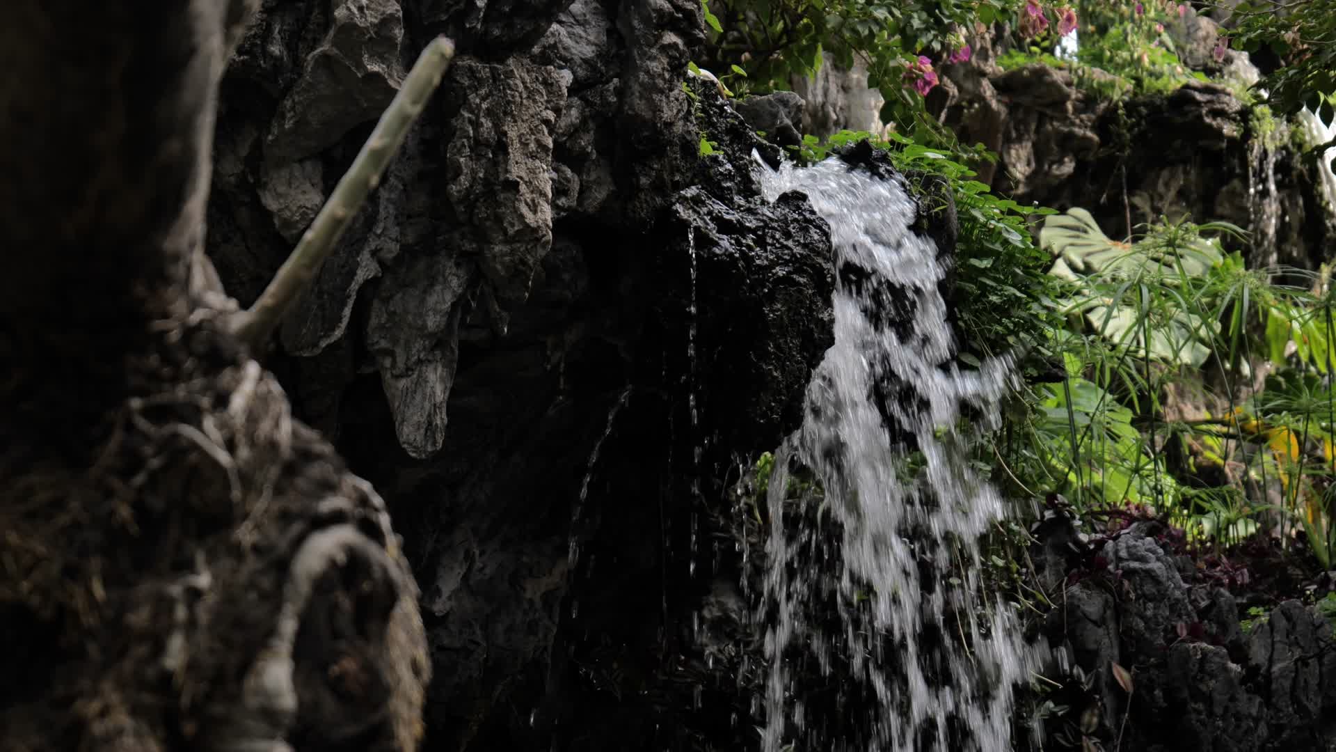 园林景观假山瀑布视频的预览图