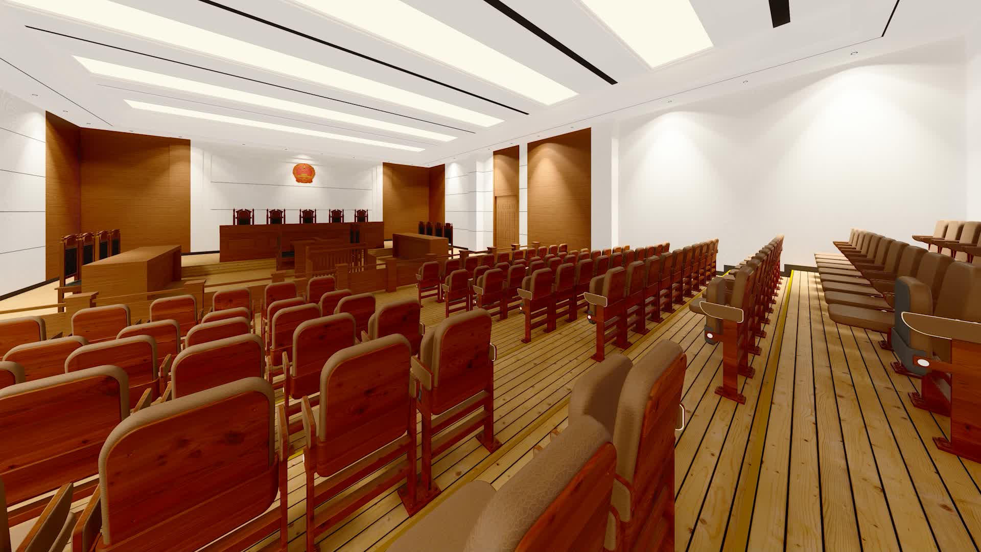 空旷的中国法院法庭室内空镜头视频视频的预览图