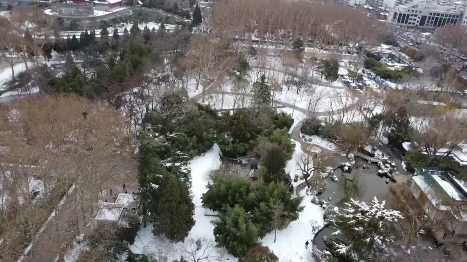 丛台公园雪景航拍视频的预览图