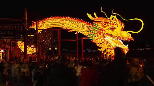 北京什刹海荷花市场元宵节灯会传统文化龙年loong视频的预览图