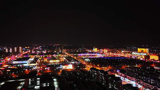 航拍无棣县城夜景视频的预览图