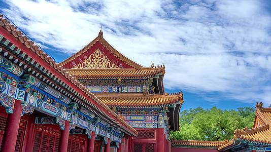 北京故宫博物院紫禁城屋檐蓝天白云延时景点地标视频的预览图