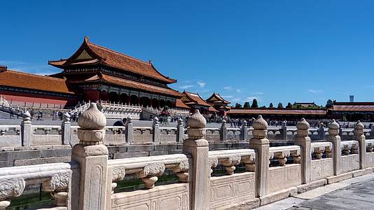 北京故宫博物院紫禁城内金水桥延时太和门视频的预览图