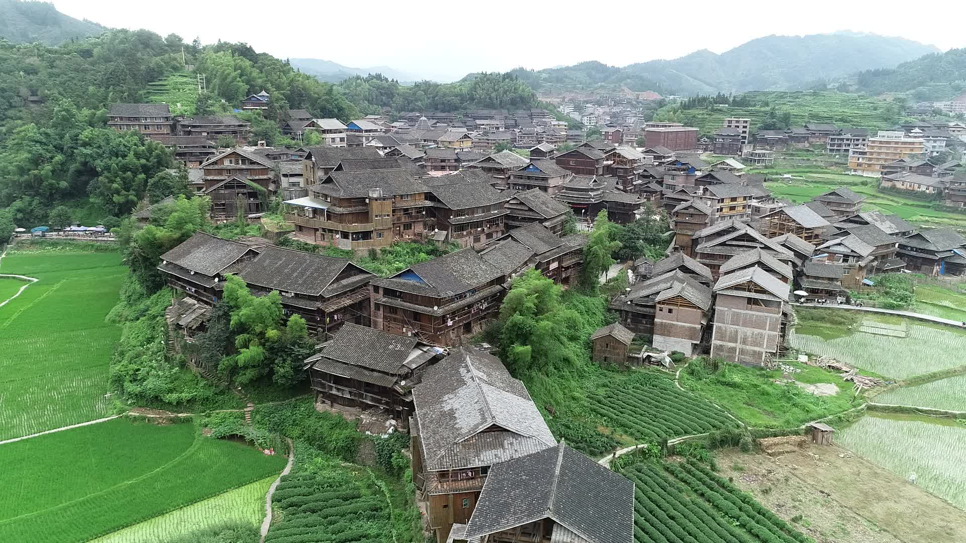侗族建筑侗族村寨空中拍摄实拍视频视频的预览图