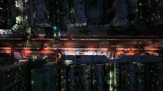 济南CBD城市车流夜景4K航拍视频视频的预览图