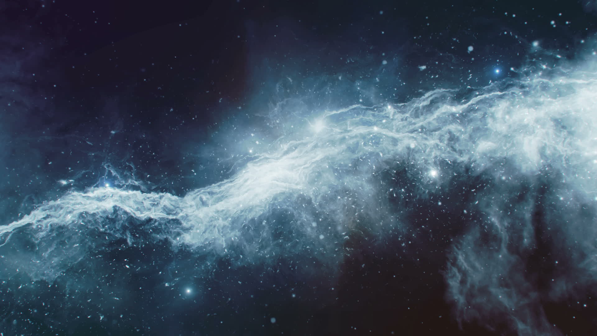 4k宇宙星空太空飞行穿越太空蓝色脉冲星云视频的预览图