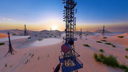 沙漠中的5g基站信号塔视频视频的预览图