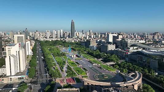 济南泉城广场地标建筑城市发展视频的预览图
