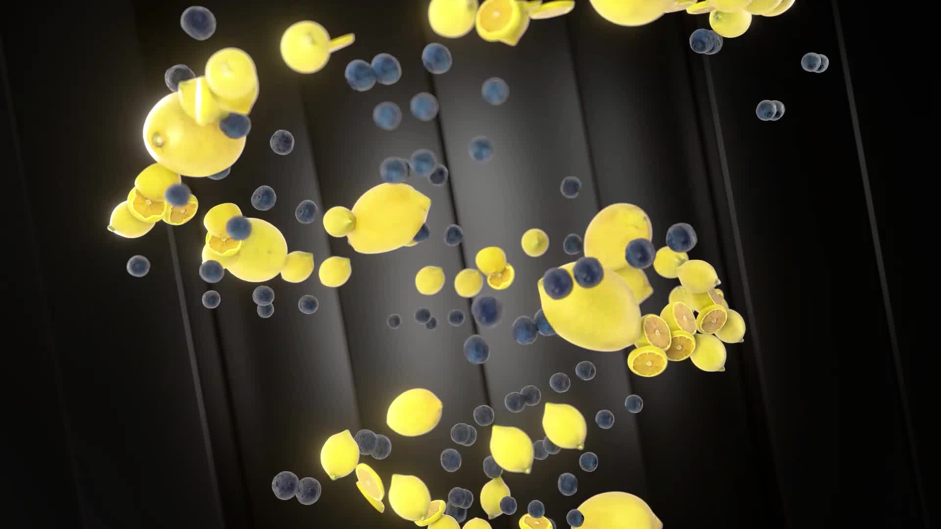 C4D草莓葡萄蓝莓芒果柠檬水果三维动画视频的预览图