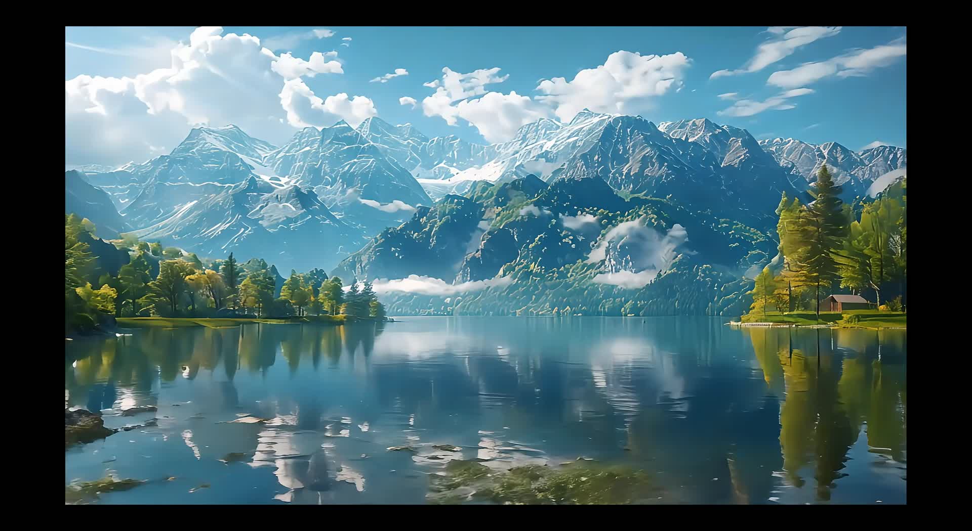 4K绿色生态的自然风景安静惬意水森林风景视频的预览图