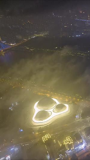 高清竖屏延时航拍南宁艺术中心南宁大桥夜景视频的预览图
