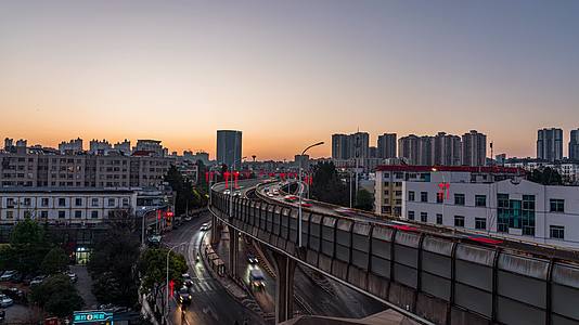 8K春城昆明城市天际线日出延时视频的预览图