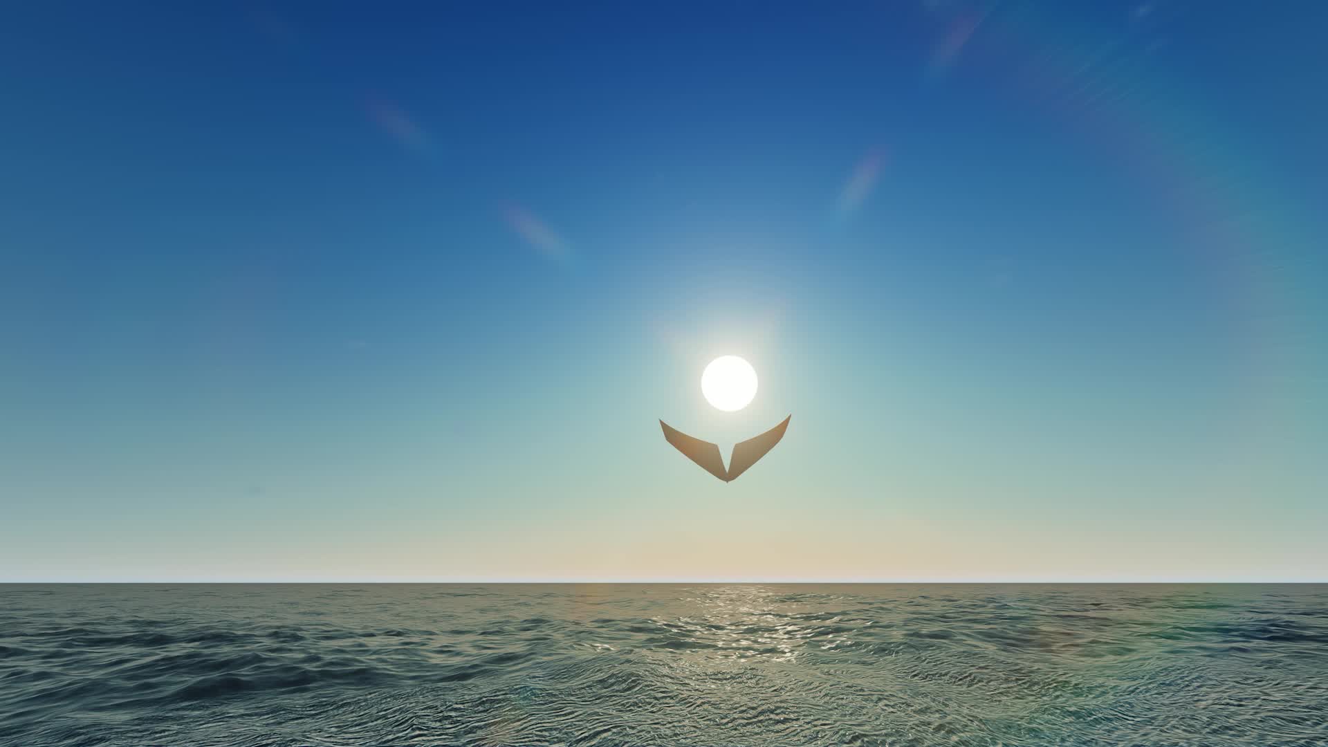 纸飞机迎着太阳飞过海洋视频的预览图